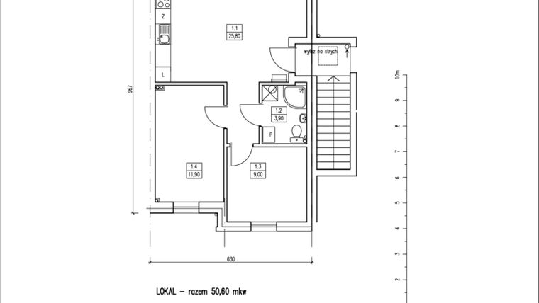 Rzut - Dom na sprzedaż 3 pokoje o powierzchni 50,6 m² - numer C w Iwiny Park etap IV