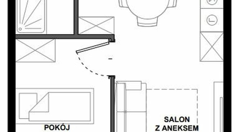 Rzut - Mieszkanie na sprzedaż 2 pokoje o powierzchni 38,42 m² - numer A.5 w Apartamenty Bałtyk