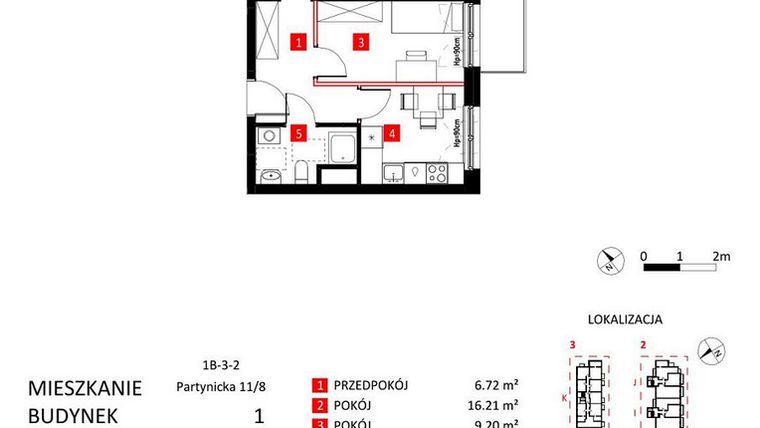Rzut - Mieszkanie na sprzedaż 2 pokoje o powierzchni 66 m² - numer AJ_11/8 w Apartamenty Jeździecka