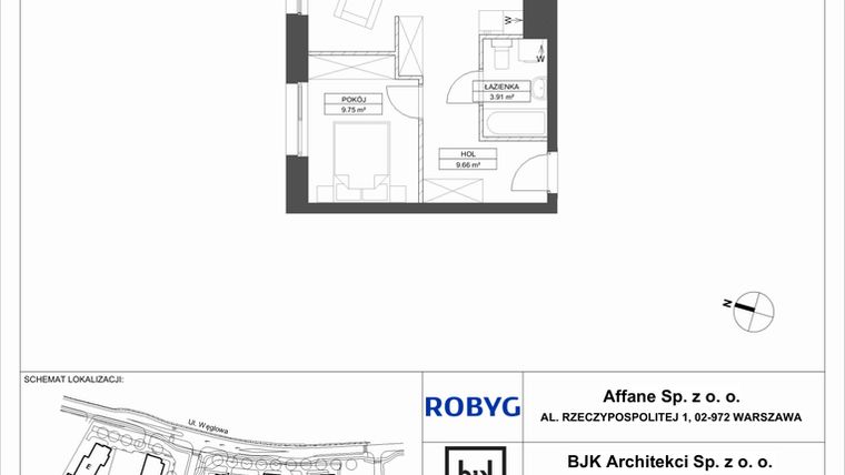 Rzut - Mieszkanie na sprzedaż 2 pokoje o powierzchni 47,91 m² - numer A.2M13 w WENDY