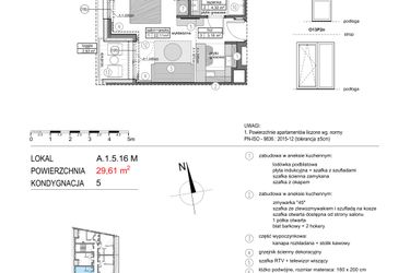 Rzut - Mieszkanie na sprzedaż 1 pokój o powierzchni 29,59 m² - numer A.1.5.16M w Mikołajki Apartamenty