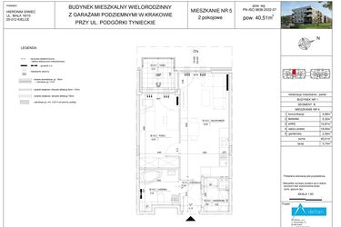 Rzut - Mieszkanie na sprzedaż 2 pokoje o powierzchni 40,51 m² - numer B5 w Podgórki Tynieckie