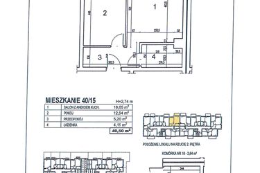Rzut - Mieszkanie na sprzedaż 2 pokoje o powierzchni 40,5 m² - numer 40/15 w Osiedle Jodłowa bud. D