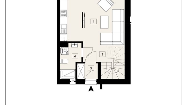 Rzut - Dom na sprzedaż 3 pokoje o powierzchni 66,62 m² - numer B2.B w Ametystowa Park