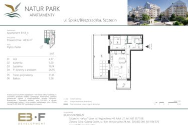 Rzut - Mieszkanie na sprzedaż 2 pokoje o powierzchni 48,16 m² - numer B_4 w Natur Park