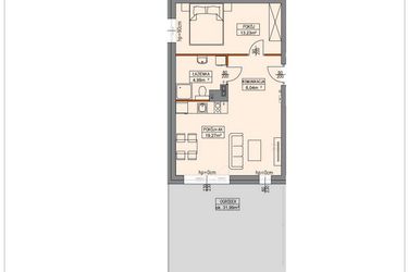 Rzut - Mieszkanie na sprzedaż 2 pokoje o powierzchni 43,67 m² - numer B3.0.5.2a w Stegna Park II