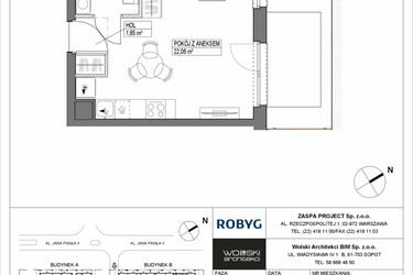 Rzut - Mieszkanie na sprzedaż 1 pokój o powierzchni 27,51 m² - numer B0M05 w Pas Startowy bud. A i B