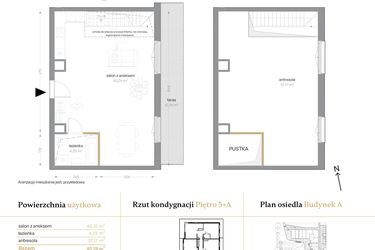 Rzut - Mieszkanie na sprzedaż 1 pokój o powierzchni 82,25 m² - numer A/64 w Królowej Jadwigi
