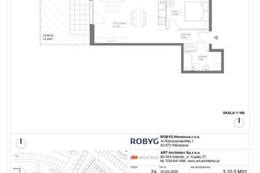Rzut - Mieszkanie na sprzedaż 1 pokój o powierzchni 43,25 m² - numer 3.10.0M01 w Szumilas etap III