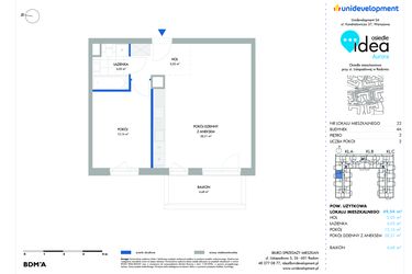 Rzut - Mieszkanie na sprzedaż 2 pokoje o powierzchni 49,56 m² - numer 22.4A w Osiedle Idea Aurora