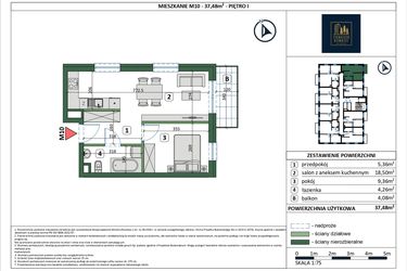 Rzut - Mieszkanie na sprzedaż 3 pokoje o powierzchni 53,21 m² - numer 10 w Osiedle przy Sportowej etap III