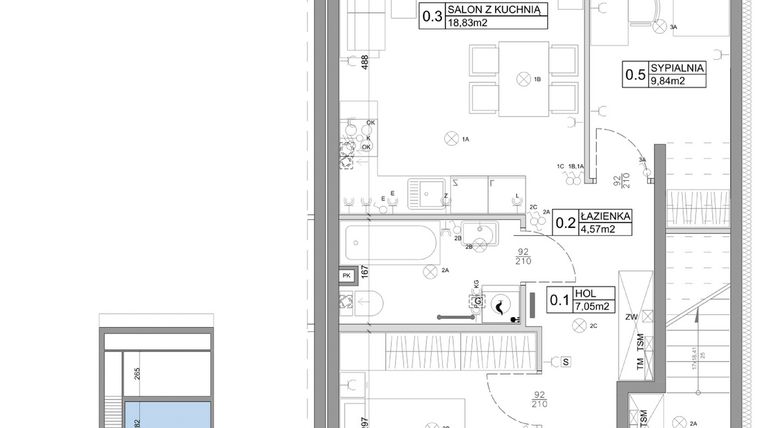 Rzut - Mieszkanie na sprzedaż 3 pokoje o powierzchni 51,15 m² - numer 75 w Boska Ksawerowska V