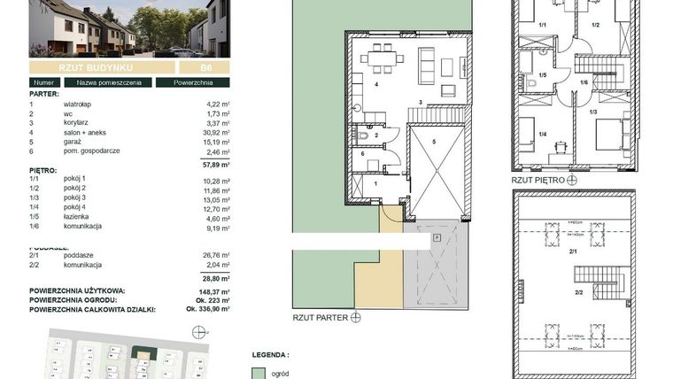 Rzut - Dom na sprzedaż 5 pokoi o powierzchni 148,37 m² - numer B6 w Cisova Park etap II
