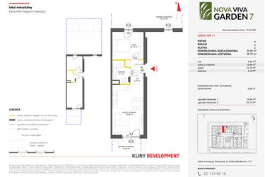 Rzut - Mieszkanie na sprzedaż 2 pokoje o powierzchni 39,44 m² - numer 41 w Nova Viva Garden 7