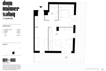 Rzut - Mieszkanie na sprzedaż 4 pokoje o powierzchni 82,99 m² - numer 20 w Dom Uniwersalny