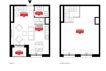 Rzut - Mieszkanie na sprzedaż 1 pokój o powierzchni 68,59 m² - numer A2 357 w 29L