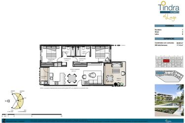 Rzut - Mieszkanie na sprzedaż 2 pokoje o powierzchni 84 m² - numer 2F w Tindra Homes el Lago