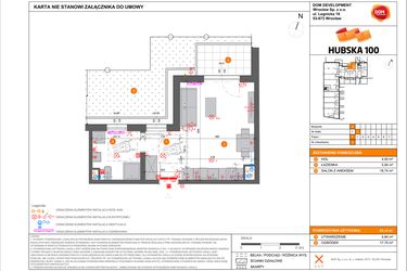 Rzut - Mieszkanie na sprzedaż 1 pokój o powierzchni 29,18 m² - numer 5 w Hubska 100 etap 2