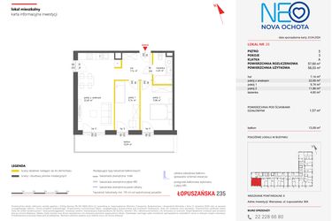 Rzut - Mieszkanie na sprzedaż 3 pokoje o powierzchni 57,6 m² - numer 26 w Neo Nova Ochota
