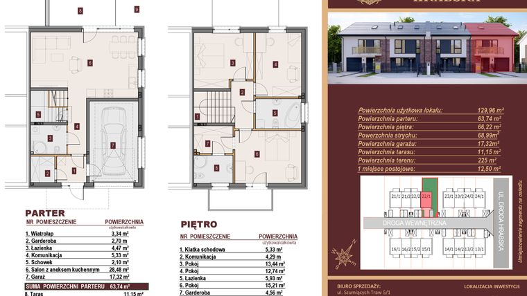 Rzut - Dom na sprzedaż 4 pokoje o powierzchni 129,96 m² - numer 22/1 w Dzielnica Hrabska etap IV