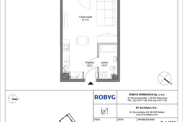 Rzut - Mieszkanie na sprzedaż 1 pokój o powierzchni 32,08 m² - numer B.4M02 w Leszczyńskich 2