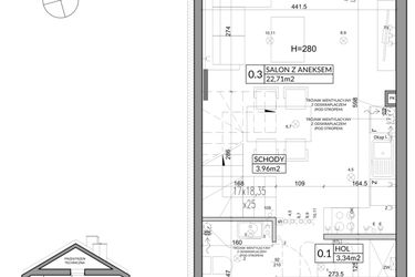 Rzut - Dom na sprzedaż 3 pokoje o powierzchni 65,83 m² - numer 18B w Nova Magdalenka 7
