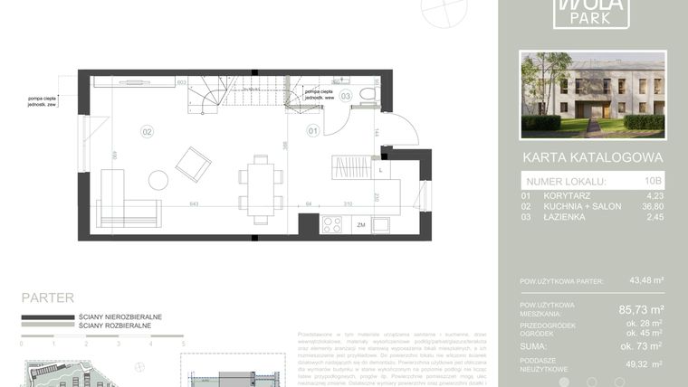 Rzut - Dom na sprzedaż 4 pokoje o powierzchni 85,73 m² - numer 10B w Nova Wola Park II