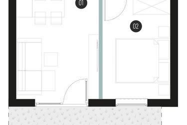 Rzut - Mieszkanie na sprzedaż 2 pokoje o powierzchni 36,16 m² - numer M01 w Atrium House