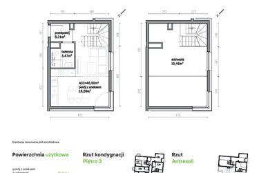Rzut - Mieszkanie na sprzedaż 2 pokoje o powierzchni 46,5 m² - numer A33 w Traugutta Vita