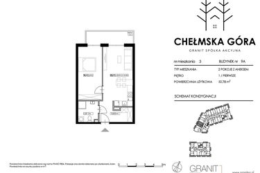 Rzut - Mieszkanie na sprzedaż 2 pokoje o powierzchni 50,78 m² - numer C-9A-M3 w Chełmska Góra