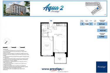 Rzut - Mieszkanie na sprzedaż 2 pokoje o powierzchni 38,72 m² - numer F.530 w Bel Mare (Międzyzdroje)