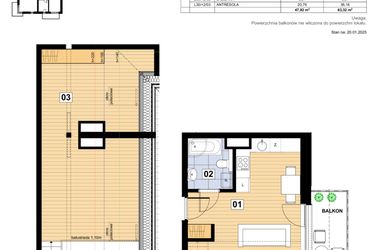 Rzut - Mieszkanie na sprzedaż 2 pokoje o powierzchni 47,92 m² - numer L-30 w Mickiewicza 21 Residence