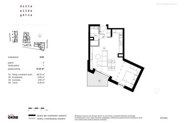 Rzut - Mieszkanie na sprzedaż 1 pokój o powierzchni 47,14 m² - numer A.02 w Dolna Górna Wilda