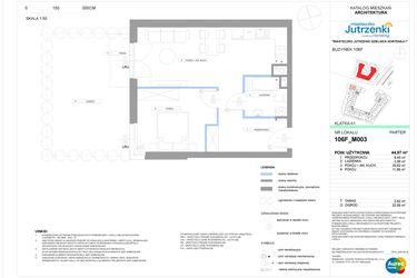Rzut - Mieszkanie na sprzedaż 2 pokoje o powierzchni 44,87 m² - numer 106F/M003 w Miasteczko Jutrzenki Dzielnica Hortensji