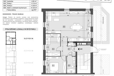 Rzut - Mieszkanie na sprzedaż 4 pokoje o powierzchni 76,99 m² - numer IA1 w Wzgórze Zelwerowicza