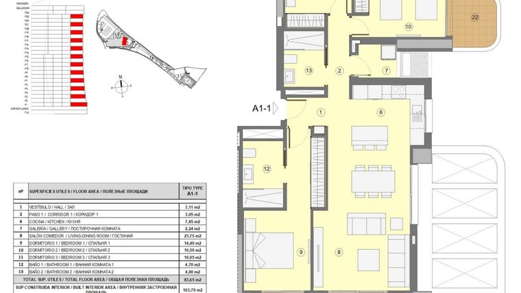 Rzut - Mieszkanie na sprzedaż 4 pokoje o powierzchni 103 m² - numer 2 w Eagle Apartments 3