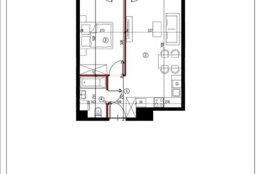 Rzut - Mieszkanie na sprzedaż 2 pokoje o powierzchni 44,32 m² - numer 32 w Andersa 3