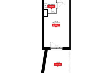 Rzut - Mieszkanie na sprzedaż 1 pokój o powierzchni 25,37 m² - numer A2 163LU w 29L - Apartamenty inwestycyjne