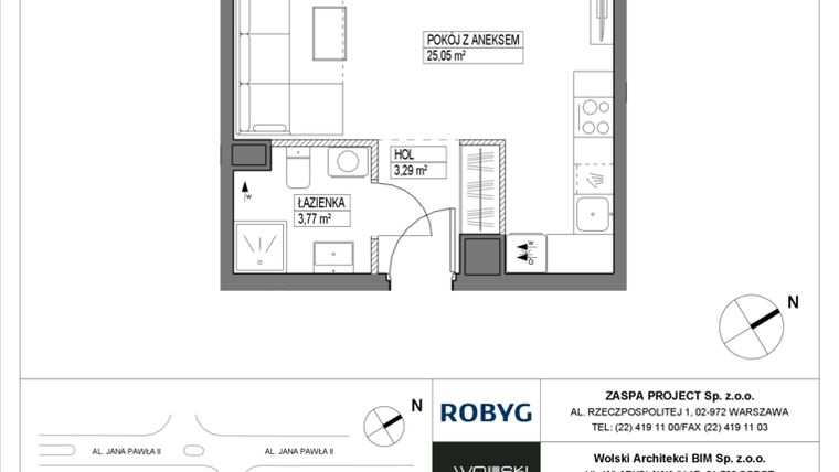 Rzut - Mieszkanie na sprzedaż 1 pokój o powierzchni 32,11 m² - numer B1M10 w Pas Startowy bud. A i B