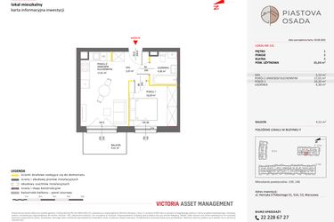 Rzut - Mieszkanie na sprzedaż 2 pokoje o powierzchni 35,04 m² - numer F.131 w Piastova Osada