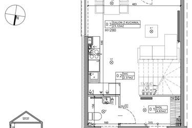 Rzut - Dom na sprzedaż 3 pokoje o powierzchni 65,15 m² - numer 14 w Zielone Ogrody etap II