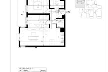 Rzut - Mieszkanie na sprzedaż 3 pokoje o powierzchni 64,94 m² - numer M13 w Trybuny Ludów 3
