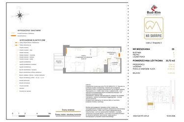 Rzut - Mieszkanie na sprzedaż 1 pokój o powierzchni 33,72 m² - numer B29 w Na Skarpie bud. B
