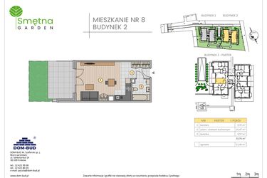 Rzut - Mieszkanie na sprzedaż 1 pokój o powierzchni 33,76 m² - numer 8 w Smętna Garden