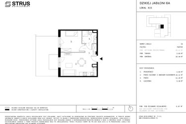 Rzut - Mieszkanie na sprzedaż 2 pokoje o powierzchni 40,47 m² - numer A15.19 w Dzikiej Jabłoni 6A