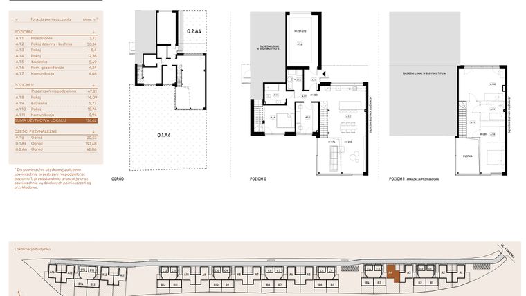 Rzut - Mieszkanie na sprzedaż 5 pokoi o powierzchni 136,6 m² - numer A.1.A4 w Łokietka Park Lane