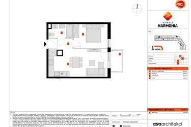 Rzut - Mieszkanie na sprzedaż 2 pokoje o powierzchni 36,03 m² - numer C.21 w Osiedle Harmonia