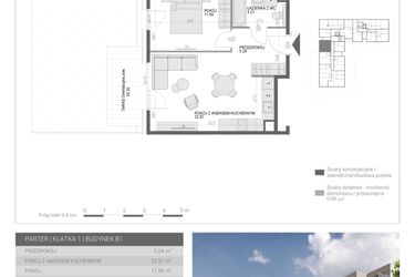 Rzut - Mieszkanie na sprzedaż 2 pokoje o powierzchni 44 m² - numer M5 w Modern House II