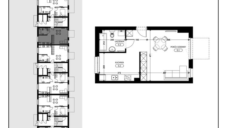 Rzut - Mieszkanie na sprzedaż 1 pokój o powierzchni 37,12 m² - numer B3-M2 w Śląska Park