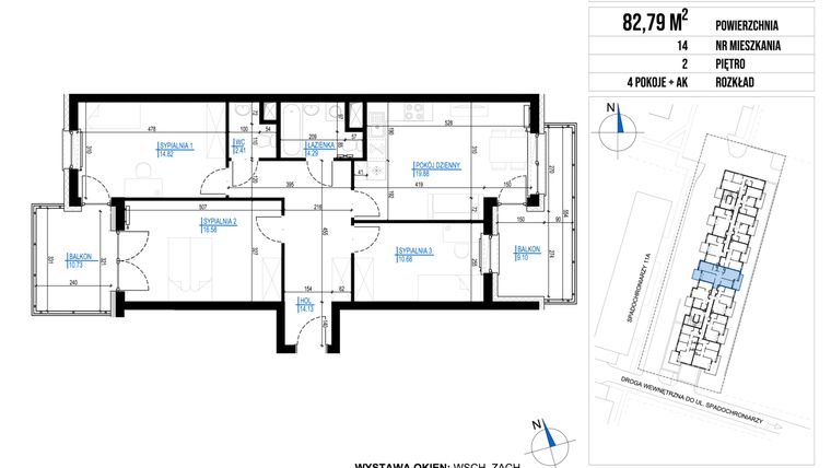 Rzut - Mieszkanie na sprzedaż 4 pokoje o powierzchni 82,79 m² - numer 14 w Vieniava edycja druga